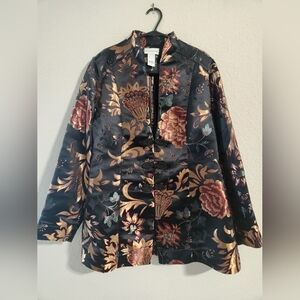 Soft Surroundings NWOT Women’s Moon Dynasty Floral Black Gold Jacket size medium
